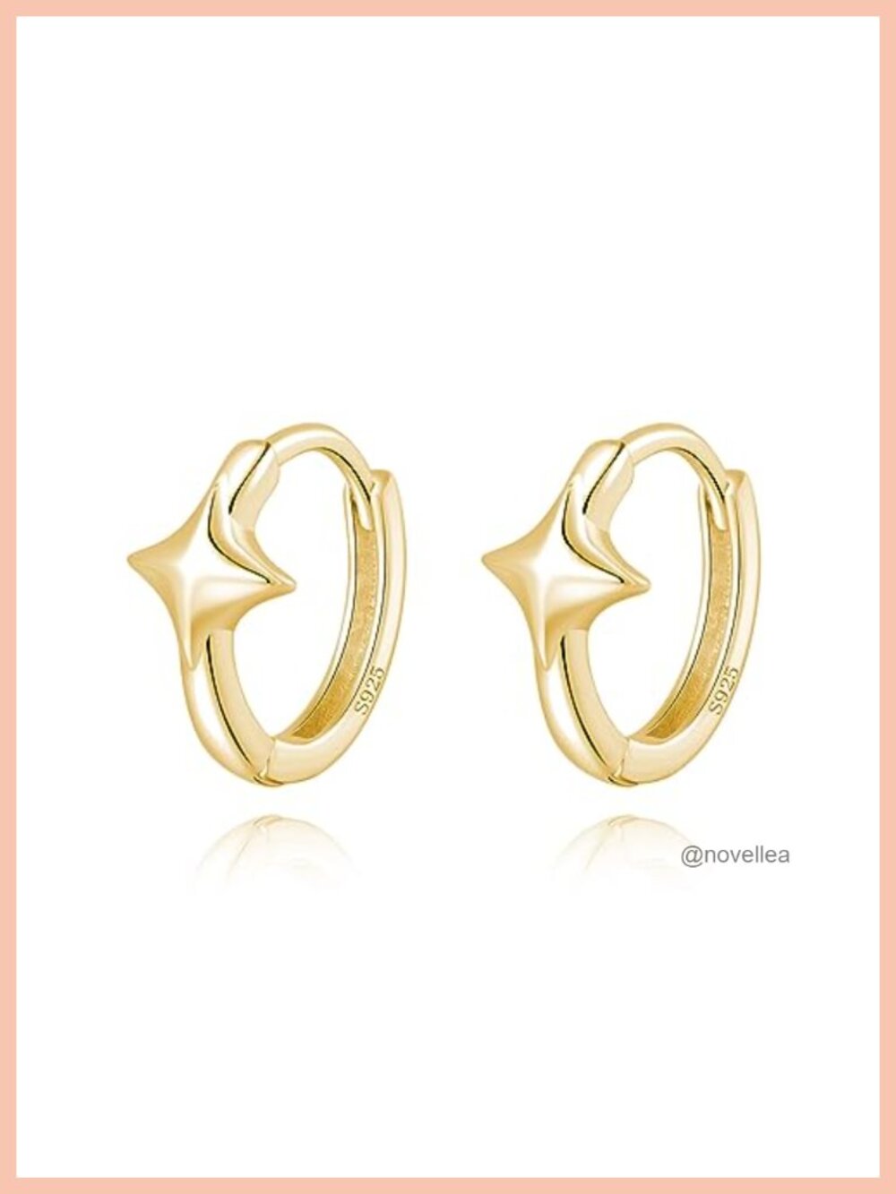 925 Sterling Silver Star Huggie Hoop Earrings Hypoallergenic for Sensitive Ears